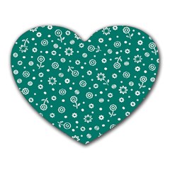 Flowers Floral Background Green Heart Mousepad