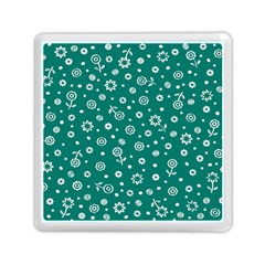 Flowers Floral Background Green Memory Card Reader (square)