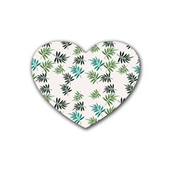 Leaves Plants Design Rubber Heart Coaster (4 Pack)