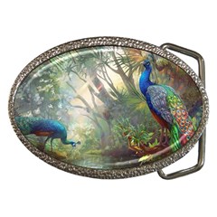 Peafowl Peacock Bird Birds Painting Art Wildlife Belt Buckles by Sarkoni