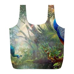 Peafowl Peacock Bird Birds Painting Art Wildlife Full Print Recycle Bag (l)