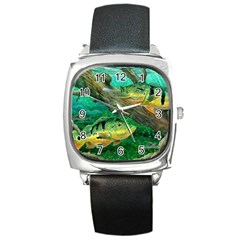 Peacock Bass Fishing Square Metal Watch by Sarkoni