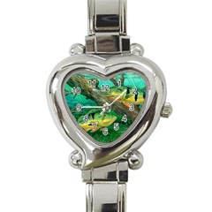 Peacock Bass Fishing Heart Italian Charm Watch