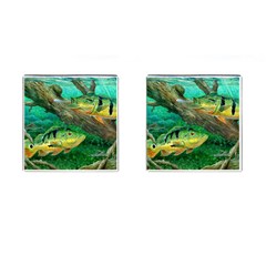 Peacock Bass Fishing Cufflinks (square)