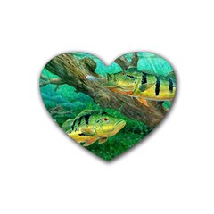 Peacock Bass Fishing Rubber Heart Coaster (4 Pack)