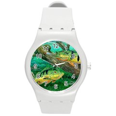 Peacock Bass Fishing Round Plastic Sport Watch (m)