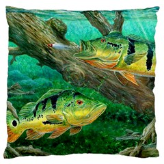 Peacock Bass Fishing Standard Premium Plush Fleece Cushion Case (one Side)