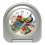 Birds Peacock Artistic Colorful Flower Painting Travel Alarm Clock Front