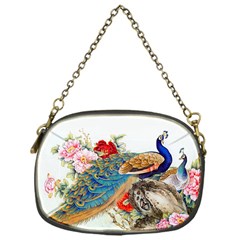 Birds Peacock Artistic Colorful Flower Painting Chain Purse (one Side)