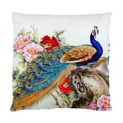 Birds Peacock Artistic Colorful Flower Painting Standard Cushion Case (one Side) by Sarkoni