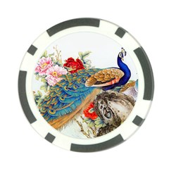 Birds Peacock Artistic Colorful Flower Painting Poker Chip Card Guard (10 Pack)