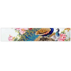 Birds Peacock Artistic Colorful Flower Painting Large Premium Plush Fleece Scarf 