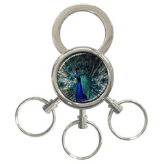 Blue And Green Peacock 3-Ring Key Chain