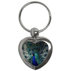 Blue And Green Peacock Key Chain (Heart)