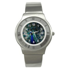 Blue And Green Peacock Stainless Steel Watch