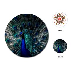 Blue And Green Peacock Playing Cards Single Design (Round)