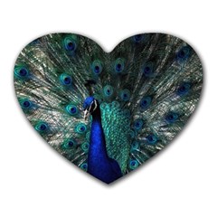 Blue And Green Peacock Heart Mousepad