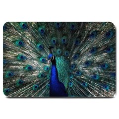 Blue And Green Peacock Large Doormat