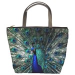 Blue And Green Peacock Bucket Bag Front