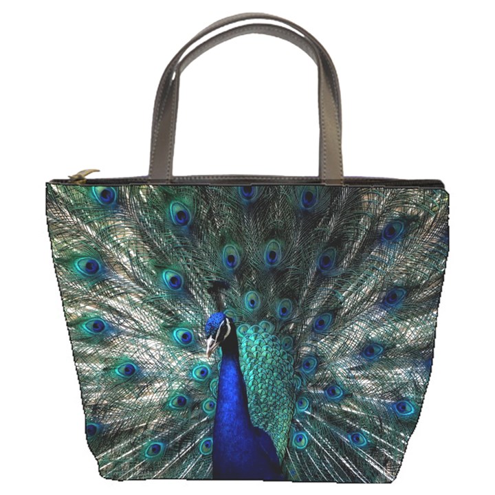 Blue And Green Peacock Bucket Bag