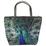 Blue And Green Peacock Bucket Bag Back