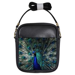 Blue And Green Peacock Girls Sling Bag