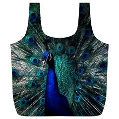 Blue And Green Peacock Full Print Recycle Bag (xl)