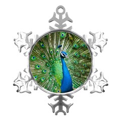 Peafowl Peacock Metal Small Snowflake Ornament by Sarkoni