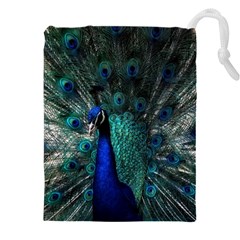 Blue And Green Peacock Drawstring Pouch (4XL)