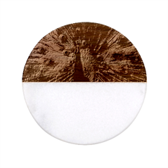 Blue And Green Peacock Classic Marble Wood Coaster (Round) 