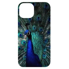 Blue And Green Peacock iPhone 14 Black UV Print Case