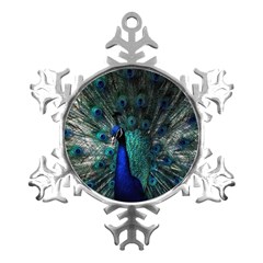 Blue And Green Peacock Metal Small Snowflake Ornament