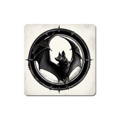 Bat In Circle  Square Magnet by Malvagia