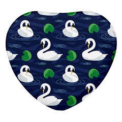 Swan-pattern-elegant-design Heart Glass Fridge Magnet (4 Pack) by Proyonanggan