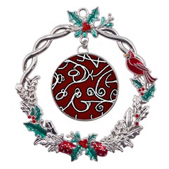Ethnic Reminiscences Print Design Metal X mas Wreath Holly Leaf Ornament by dflcprintsclothing