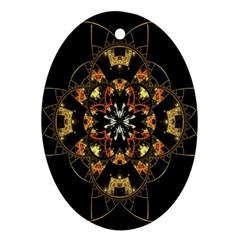 Fractal Stained Glass Ornate Oval Ornament (two Sides)