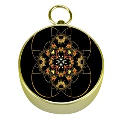 Fractal Stained Glass Ornate Gold Compasses