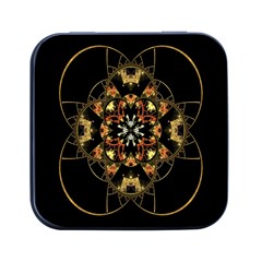 Fractal Stained Glass Ornate Square Metal Box (black) by Sarkoni