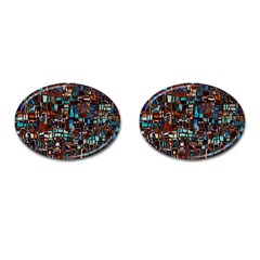 Stained Glass Mosaic Abstract Cufflinks (oval)