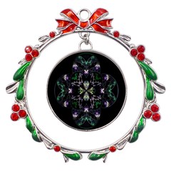 Fractal Fractal Art Texture Metal X mas Wreath Ribbon Ornament by Sarkoni