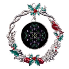 Fractal Fractal Art Texture Metal X mas Wreath Holly Leaf Ornament by Sarkoni