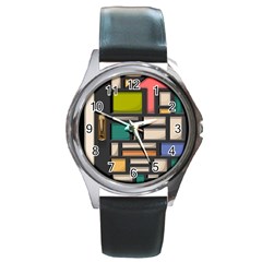 Door Stained Glass Stained Glass Round Metal Watch by Sarkoni