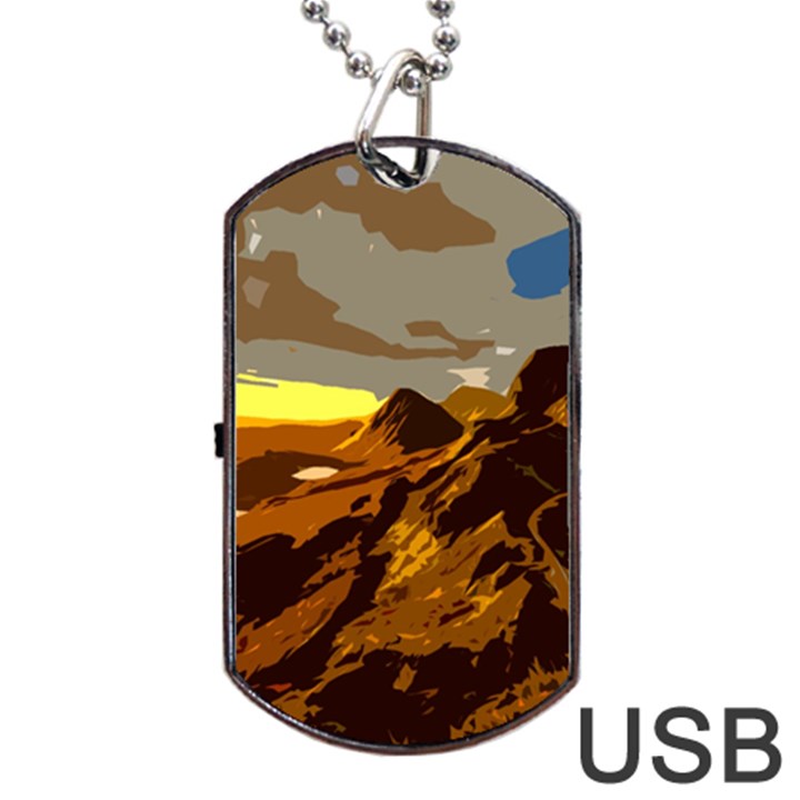 Scotland Monti Mountains Mountain Dog Tag USB Flash (Two Sides)
