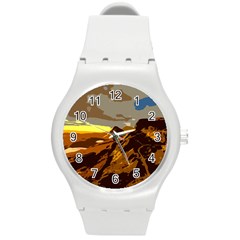 Scotland Monti Mountains Mountain Round Plastic Sport Watch (m)