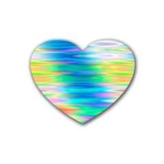 Wave Rainbow Bright Texture Rubber Heart Coaster (4 Pack)