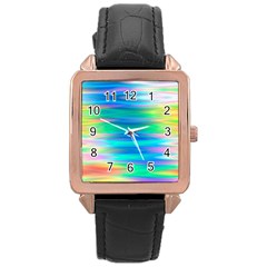 Wave Rainbow Bright Texture Rose Gold Leather Watch 