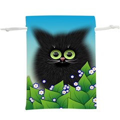 Kitten Black Furry Illustration Lightweight Drawstring Pouch (xl) by Sarkoni
