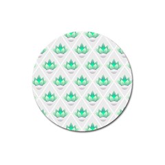 Plant Pattern Green Leaf Flora Magnet 3  (Round)