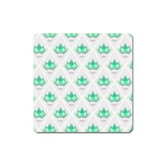 Plant Pattern Green Leaf Flora Square Magnet