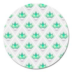 Plant Pattern Green Leaf Flora Magnet 5  (Round)